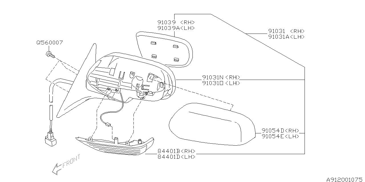 Diagram REAR VIEW MIRROR for your 2006 Subaru Legacy  GT LIMITED(OBK:XT) SEDAN 