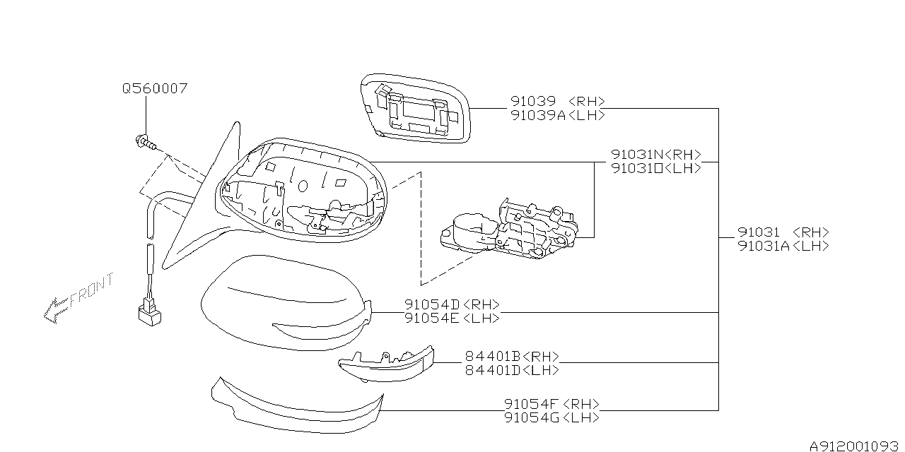 Diagram REAR VIEW MIRROR for your Subaru Legacy  R Limited Sedan