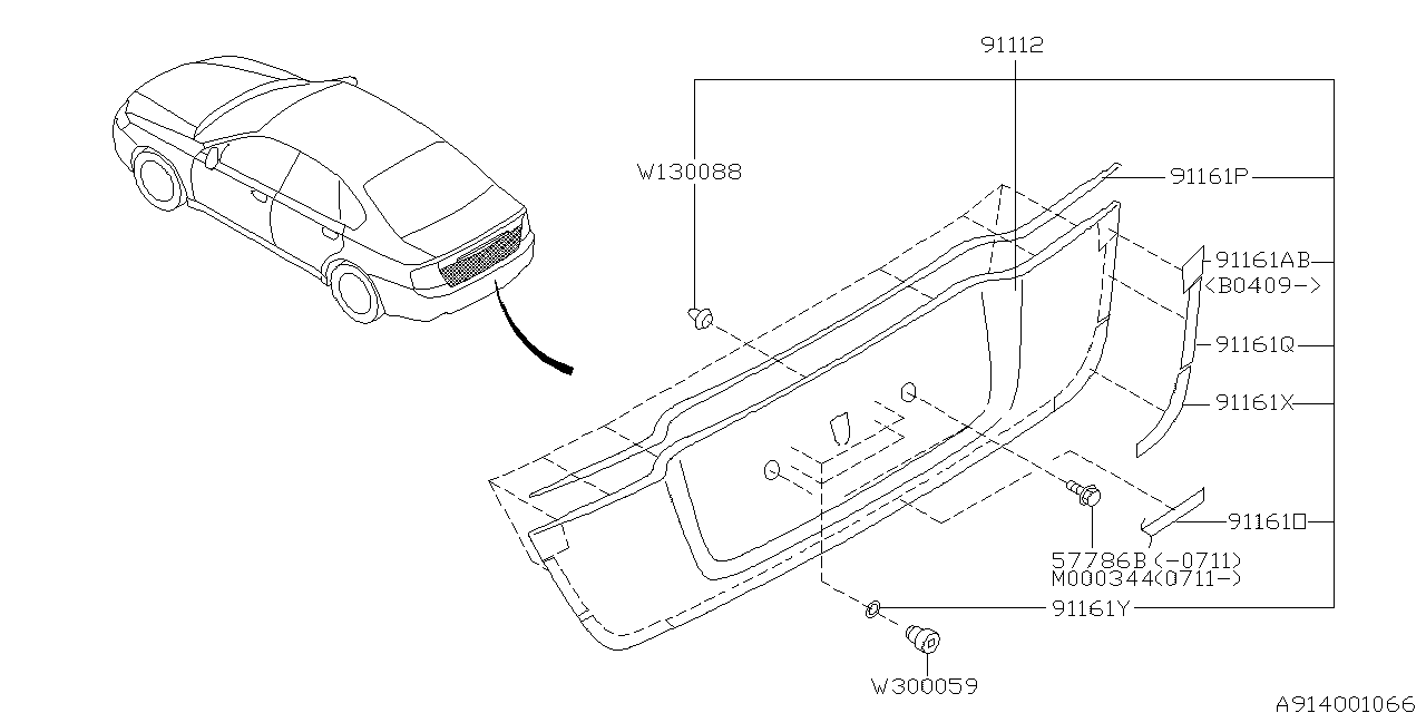 Diagram OUTER GARNISH for your Subaru Legacy  