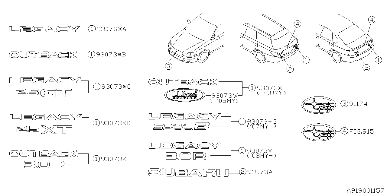 Diagram LETTER MARK for your Subaru