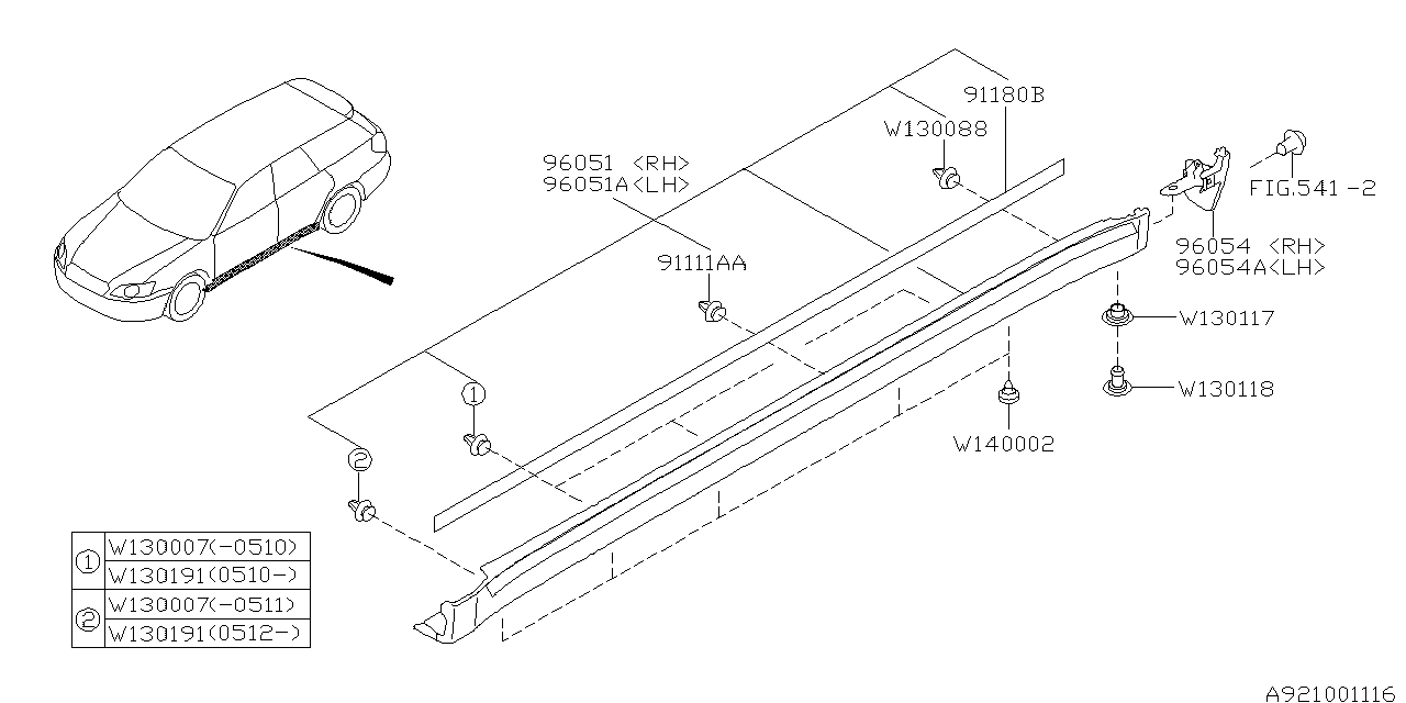 Diagram SPOILER for your 2008 Subaru Tribeca   