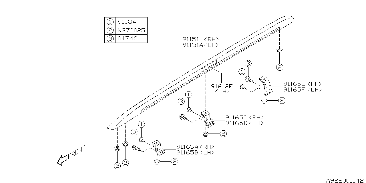 Diagram ROOF RAIL for your 2000 Subaru STI   