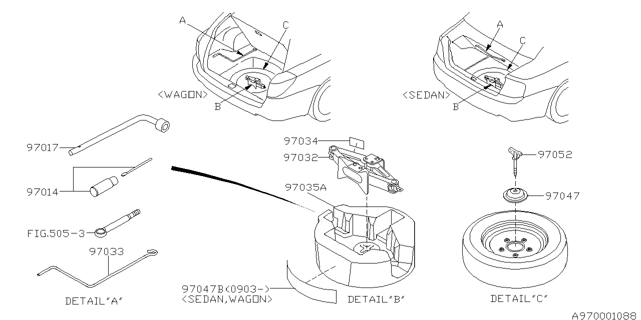 Diagram TOOL KIT & JACK for your 2021 Subaru Outback  Base 