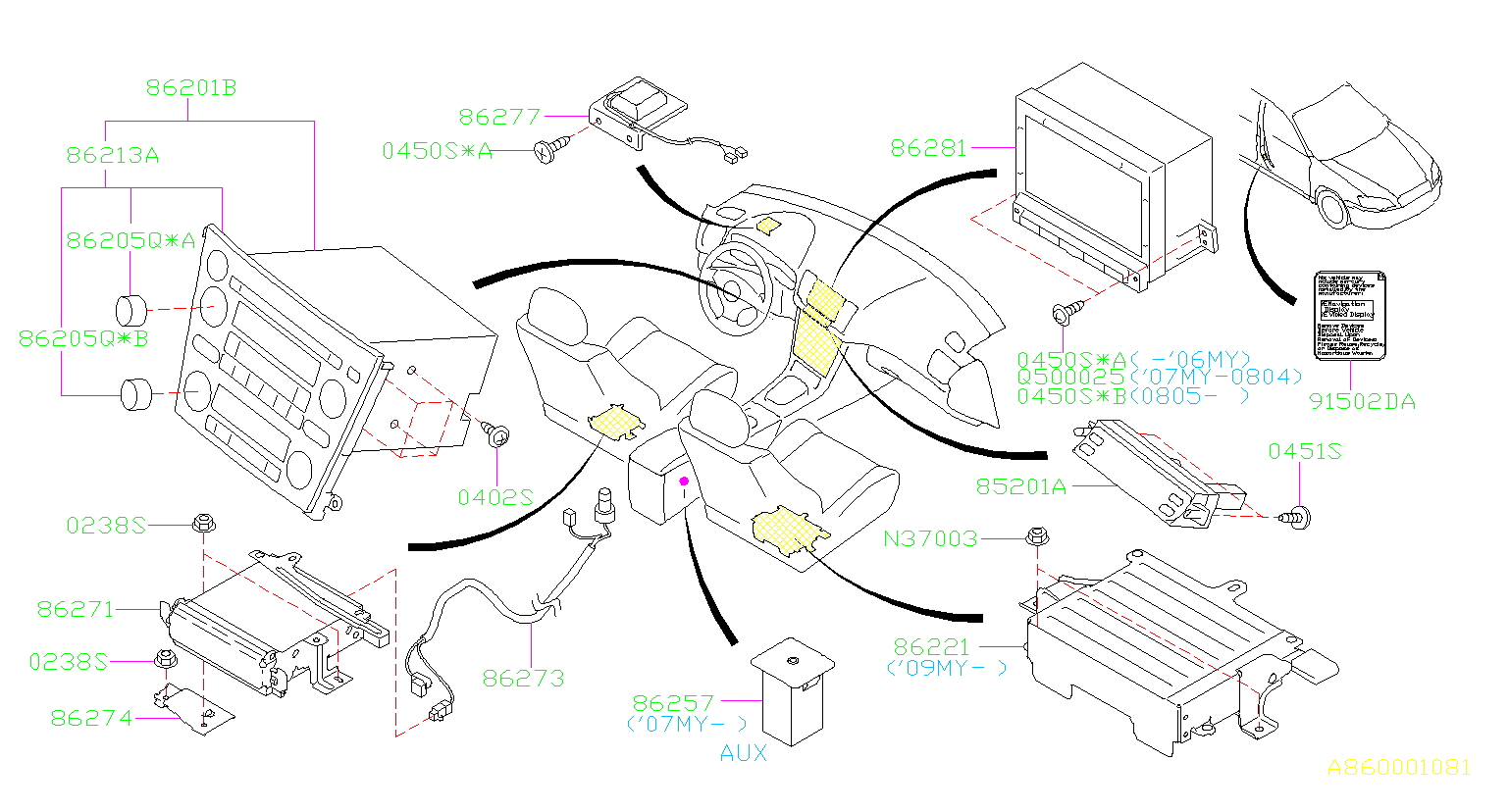 Subaru Outback Gps navigation system - 86281AG12A | Subaru Part ...