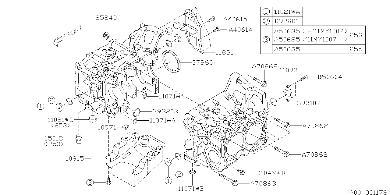 Diagram CYLINDER BLOCK for your Subaru Impreza  EYESIGHT SEDAN