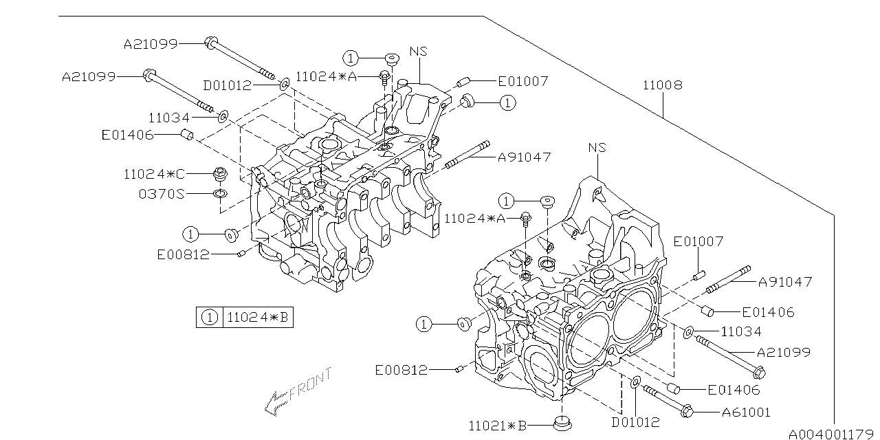 Diagram CYLINDER BLOCK for your 2012 Subaru Impreza 2.0L 5MT Premium Plus Wagon 