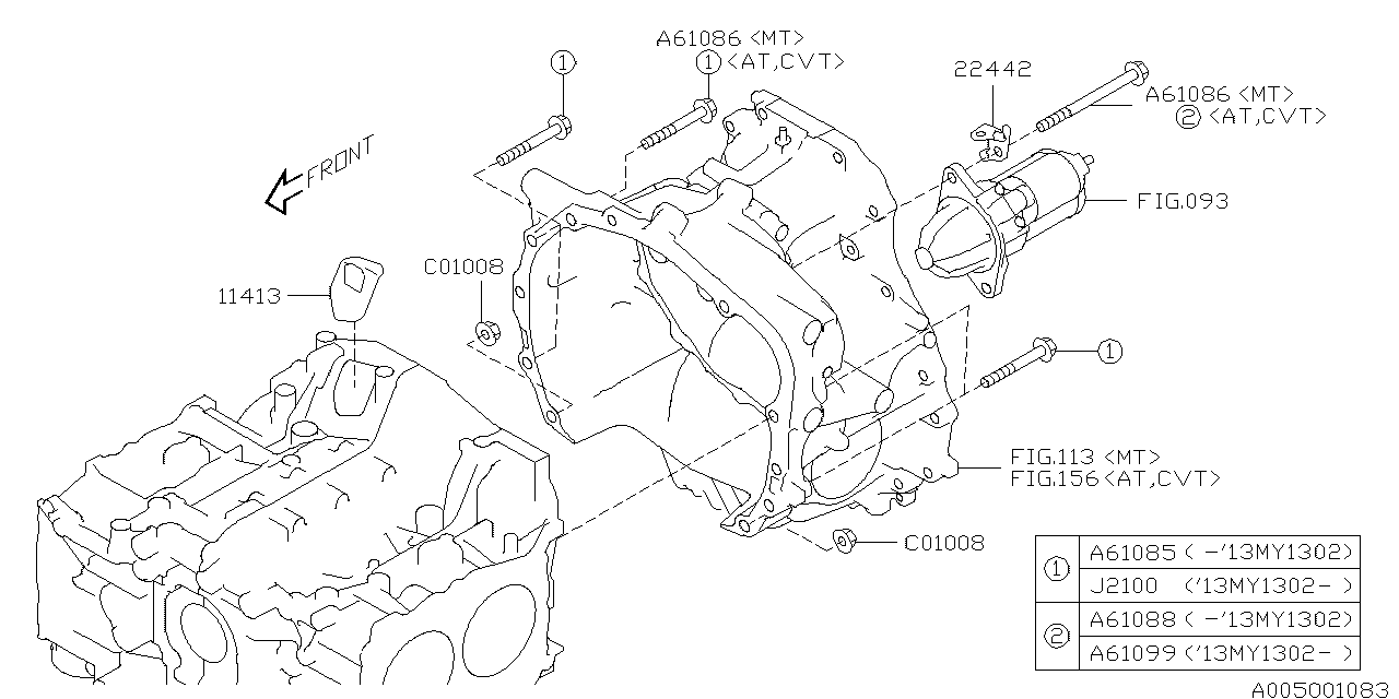 Diagram TIMING HOLE PLUG & TRANSMISSION BOLT for your 2013 Subaru Impreza   