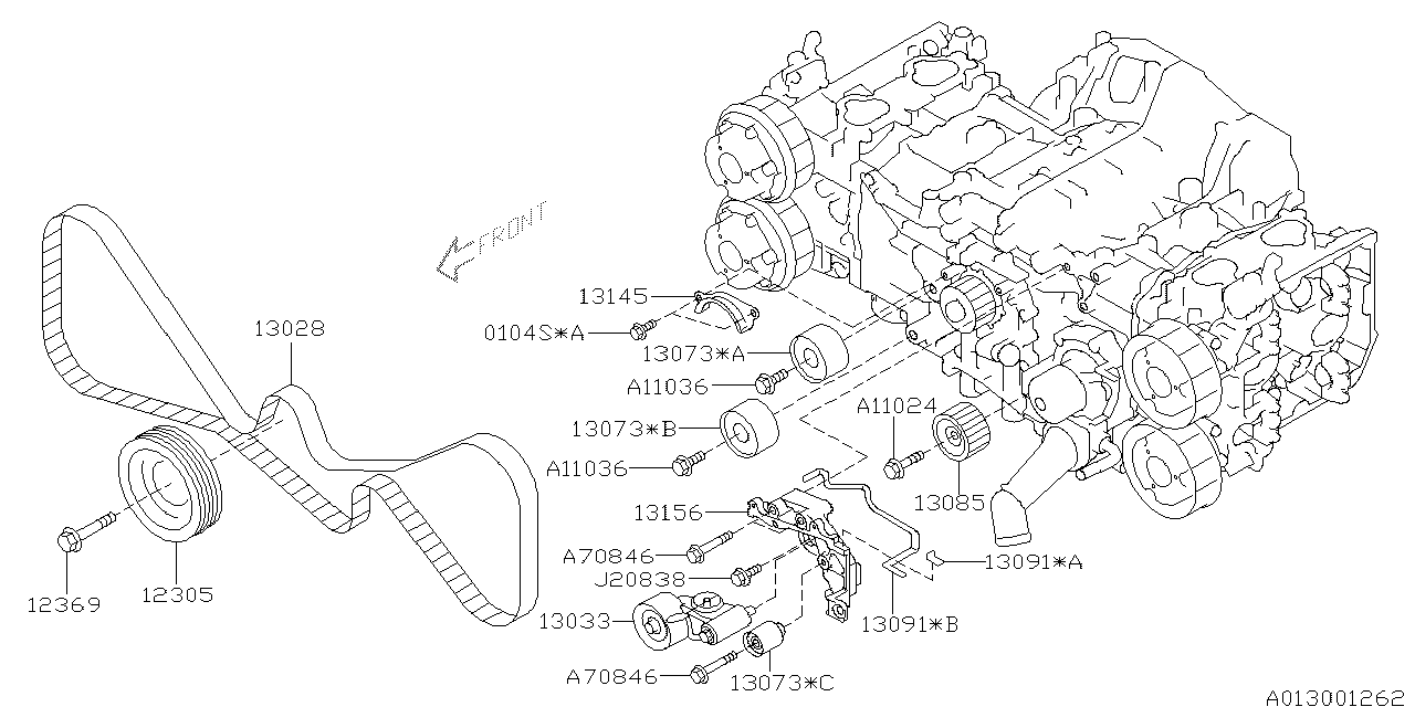 Diagram CAMSHAFT & TIMING BELT for your 2012 Subaru Legacy   