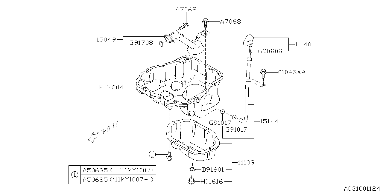 Diagram OIL PAN for your 2011 Subaru Legacy  R Sedan 