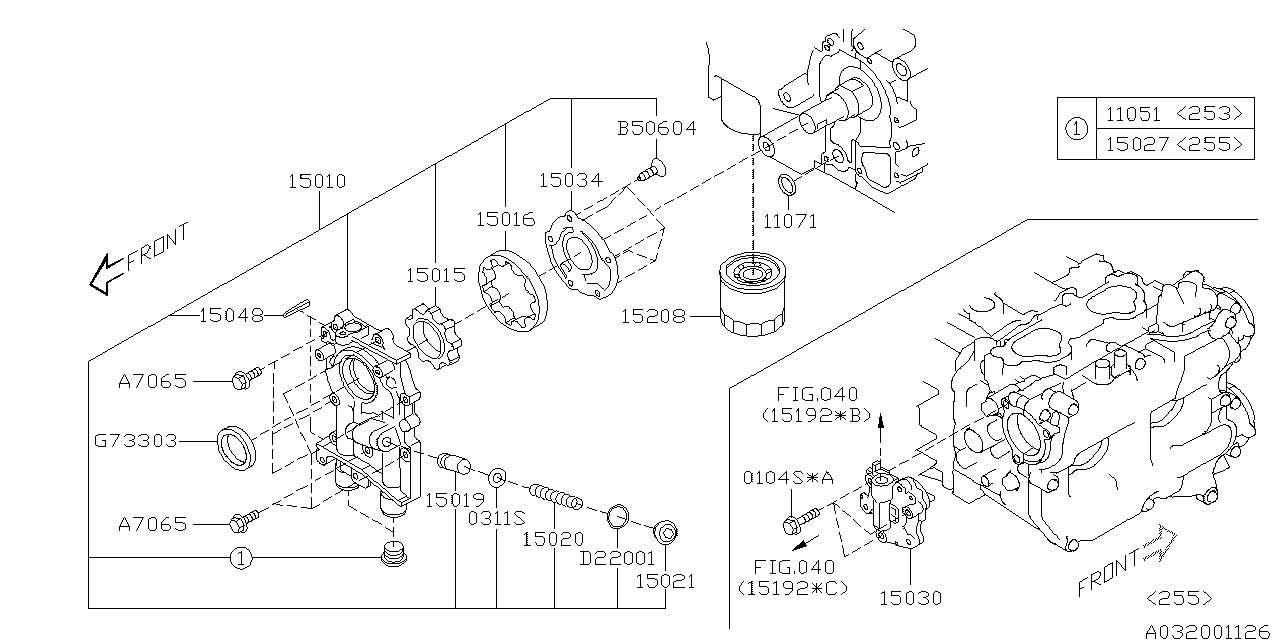 Diagram OIL PUMP & FILTER for your Subaru Outback  Premium