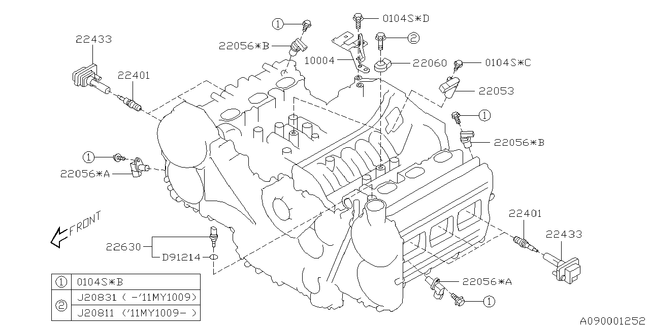 Diagram SPARK PLUG & HIGH TENSION CORD for your Subaru
