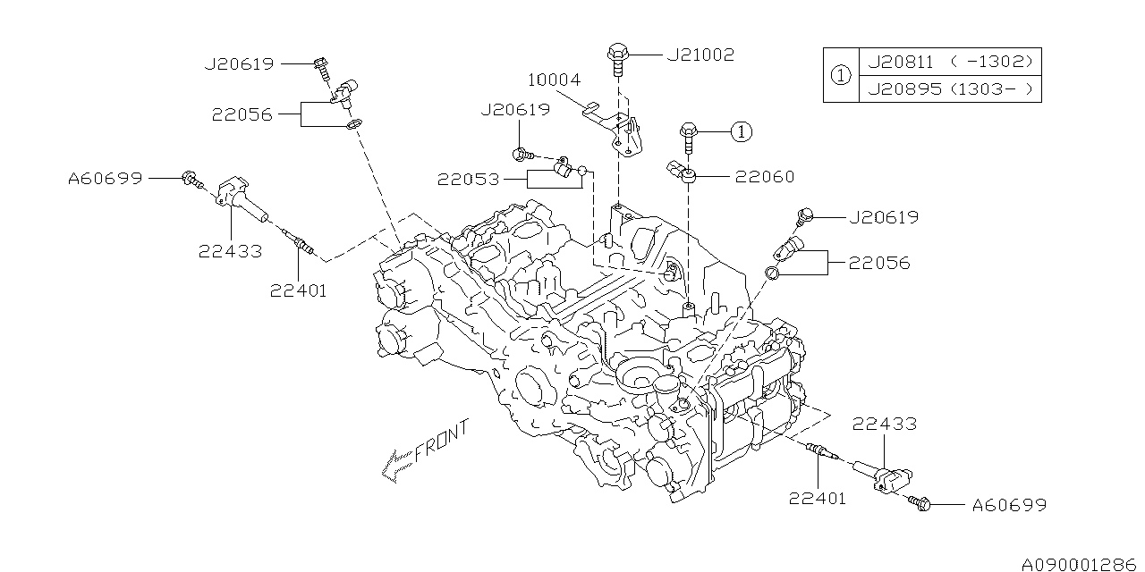 Diagram SPARK PLUG & HIGH TENSION CORD for your 2014 Subaru Outback   