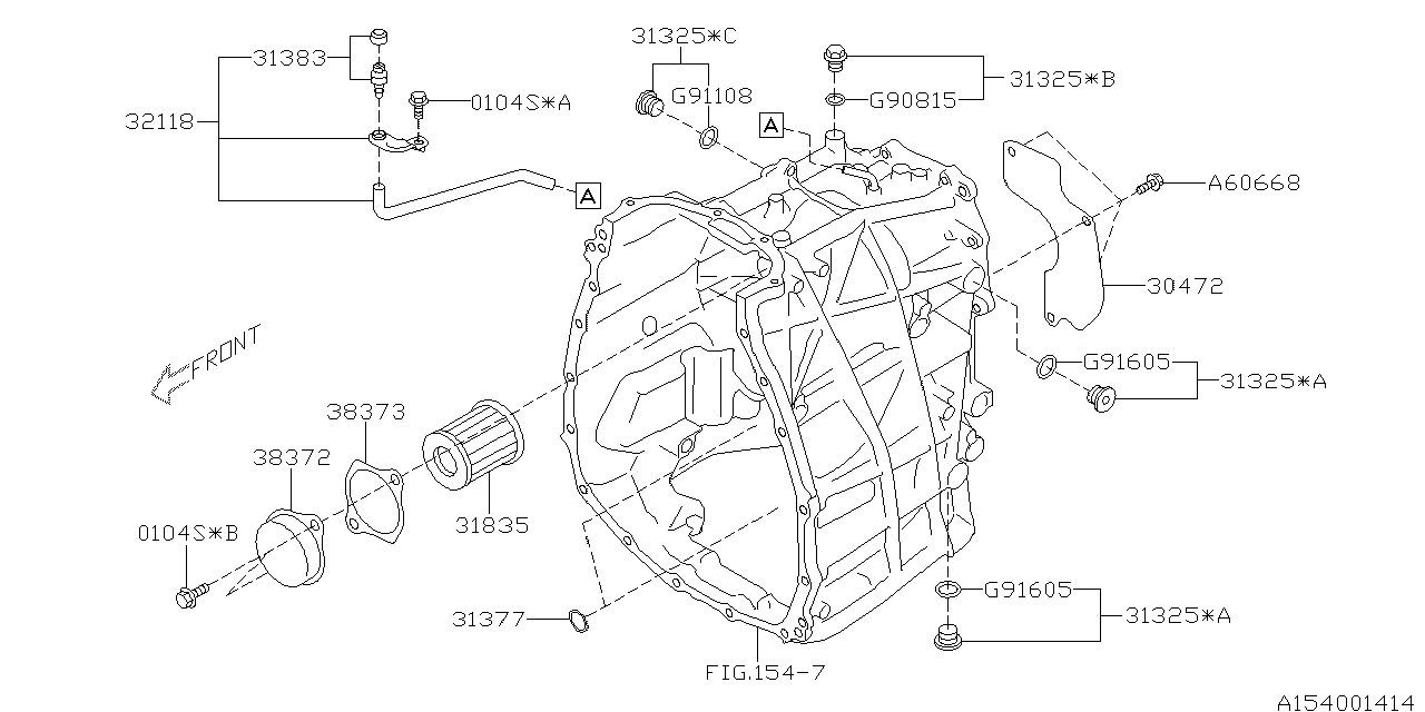 Diagram AT, TRANSMISSION CASE for your Subaru