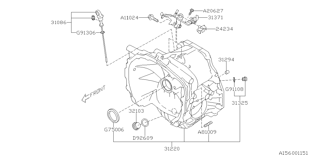 Diagram AT, TORQUE CONVERTER & CONVERTER CASE for your Subaru Impreza  Sedan