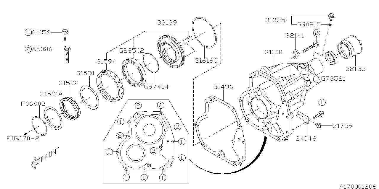 Diagram AT, TRANSFER & EXTENSION for your 2014 Subaru Impreza   