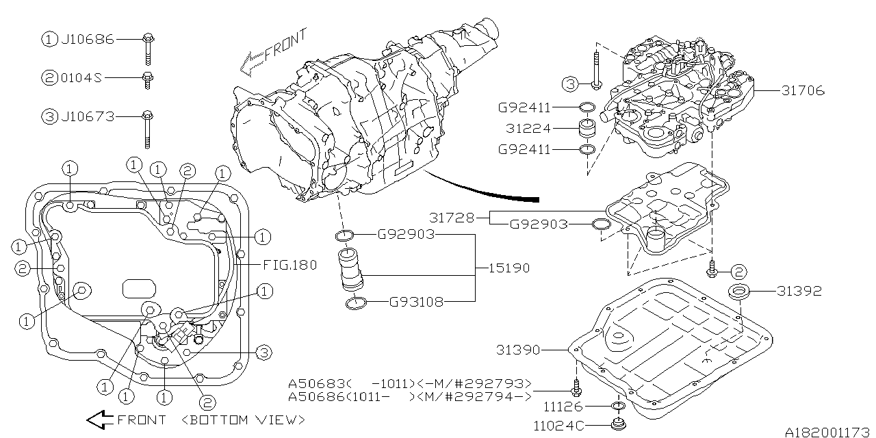 Diagram AT, CONTROL VALVE for your Subaru Outback  