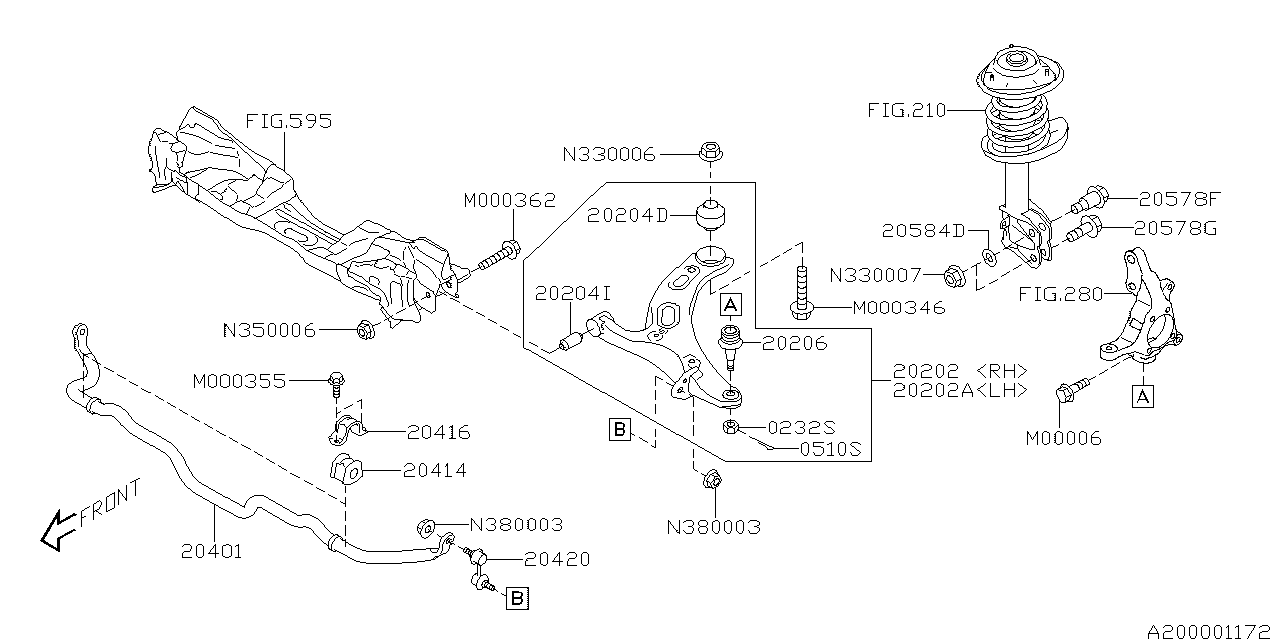 Diagram FRONT SUSPENSION for your Subaru Tribeca  