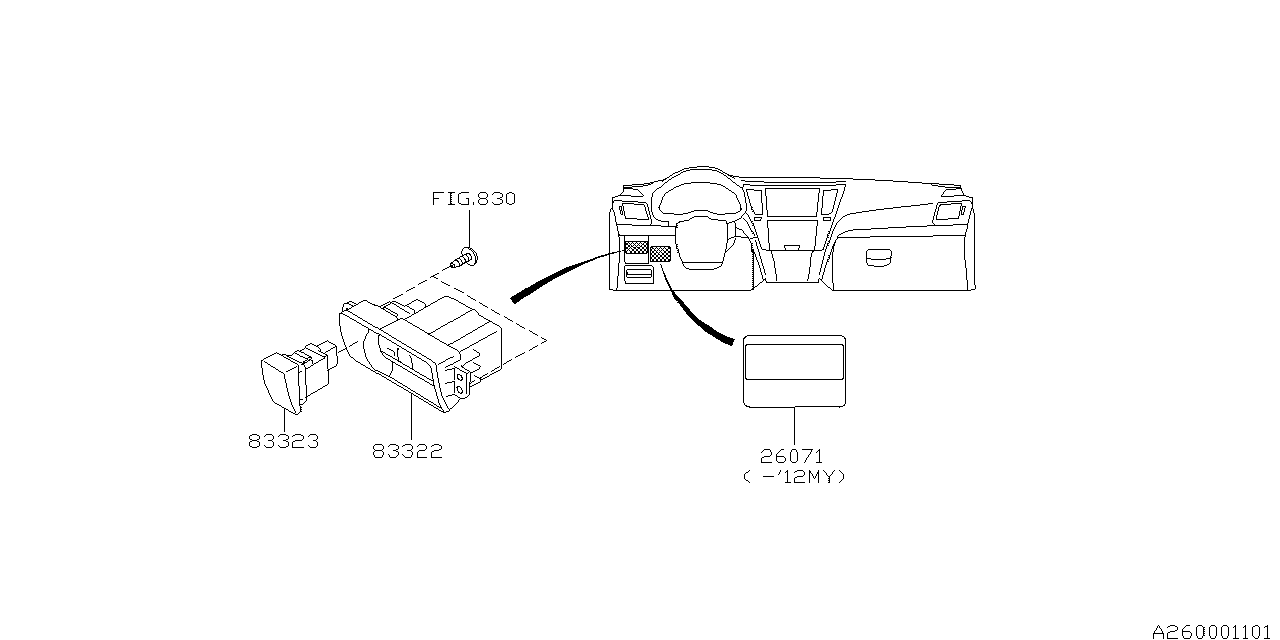 Diagram PARKING BRAKE SYSTEM for your 2012 Subaru Legacy  R Sedan 