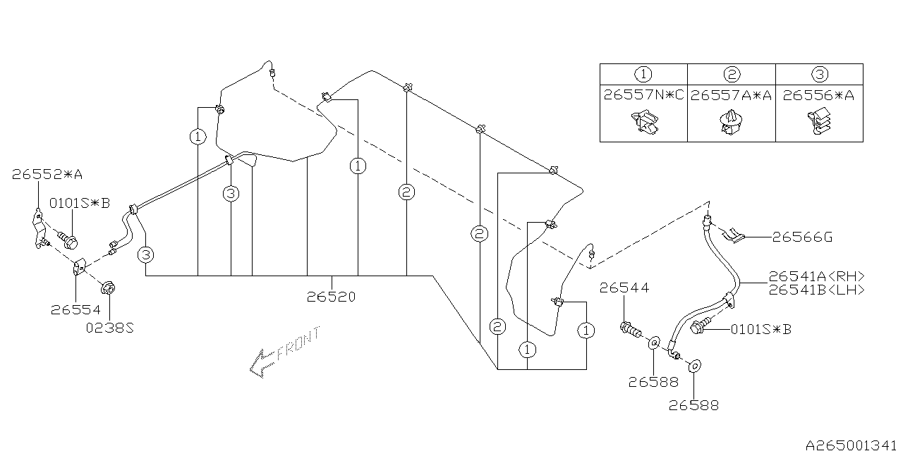 Diagram BRAKE PIPING for your 2001 Subaru WRX   