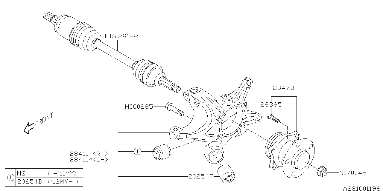 Diagram REAR AXLE for your 2014 Subaru Legacy  Limited Sedan 