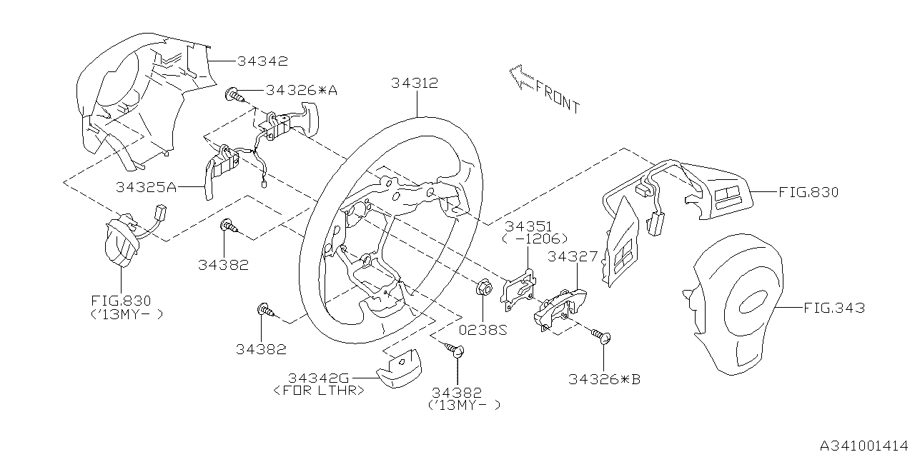 Diagram STEERING COLUMN for your 2011 Subaru Legacy  R Sedan 