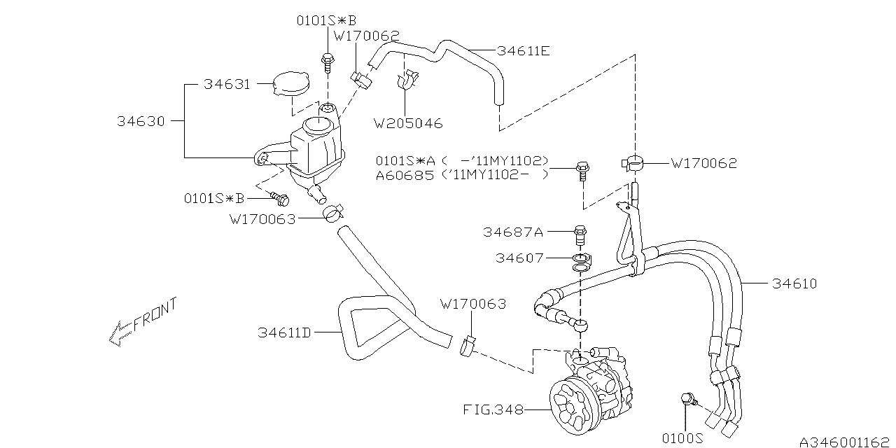 Diagram POWER STEERING SYSTEM for your 2011 Subaru Outback  Limited 