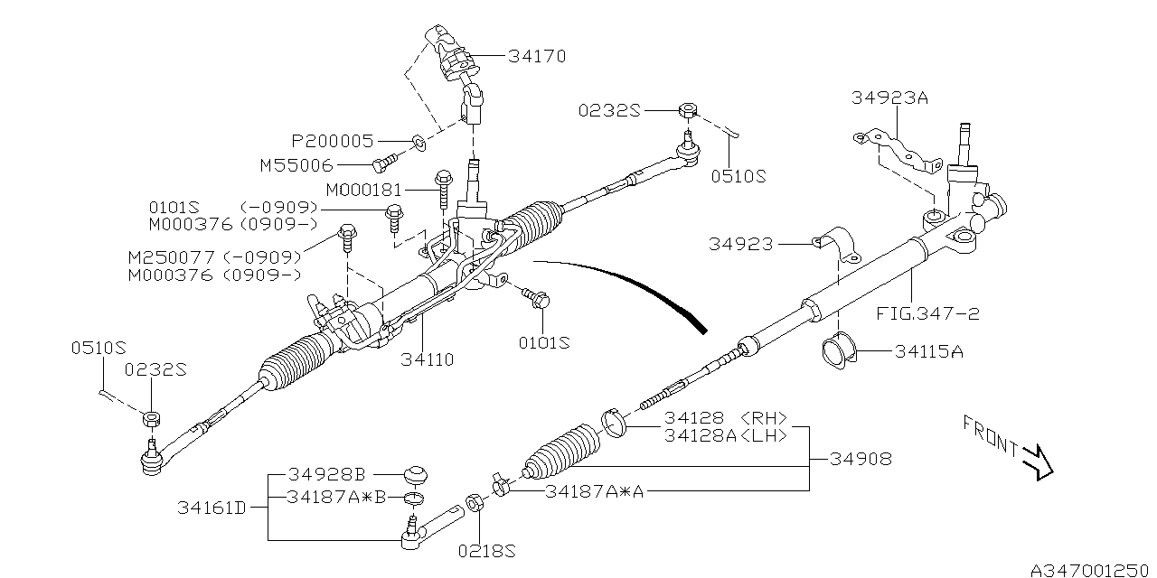Diagram POWER STEERING GEAR BOX for your 1997 Subaru Impreza   