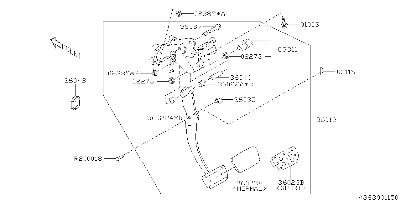 Diagram PEDAL SYSTEM for your 2009 Subaru Legacy  GT-B SEDAN 