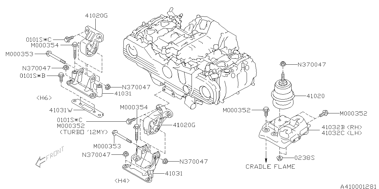 Diagram ENGINE MOUNTING for your Subaru