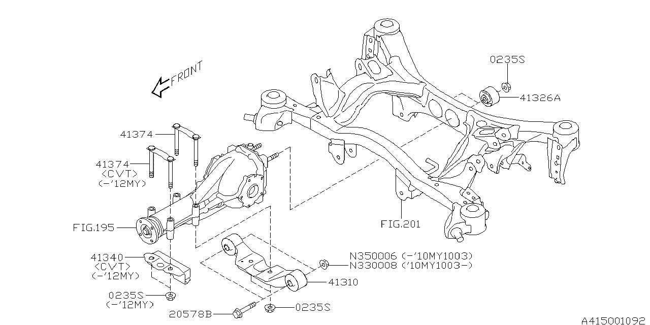 Diagram DIFFERENTIAL MOUNTING for your 1999 Subaru Impreza   