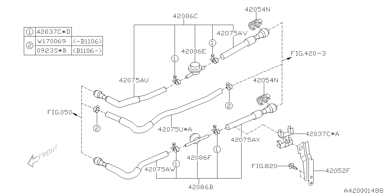 Subaru Legacy Hose Damper Return IN. Hose Fuel - 42075AJ490 | Nate Wade ...