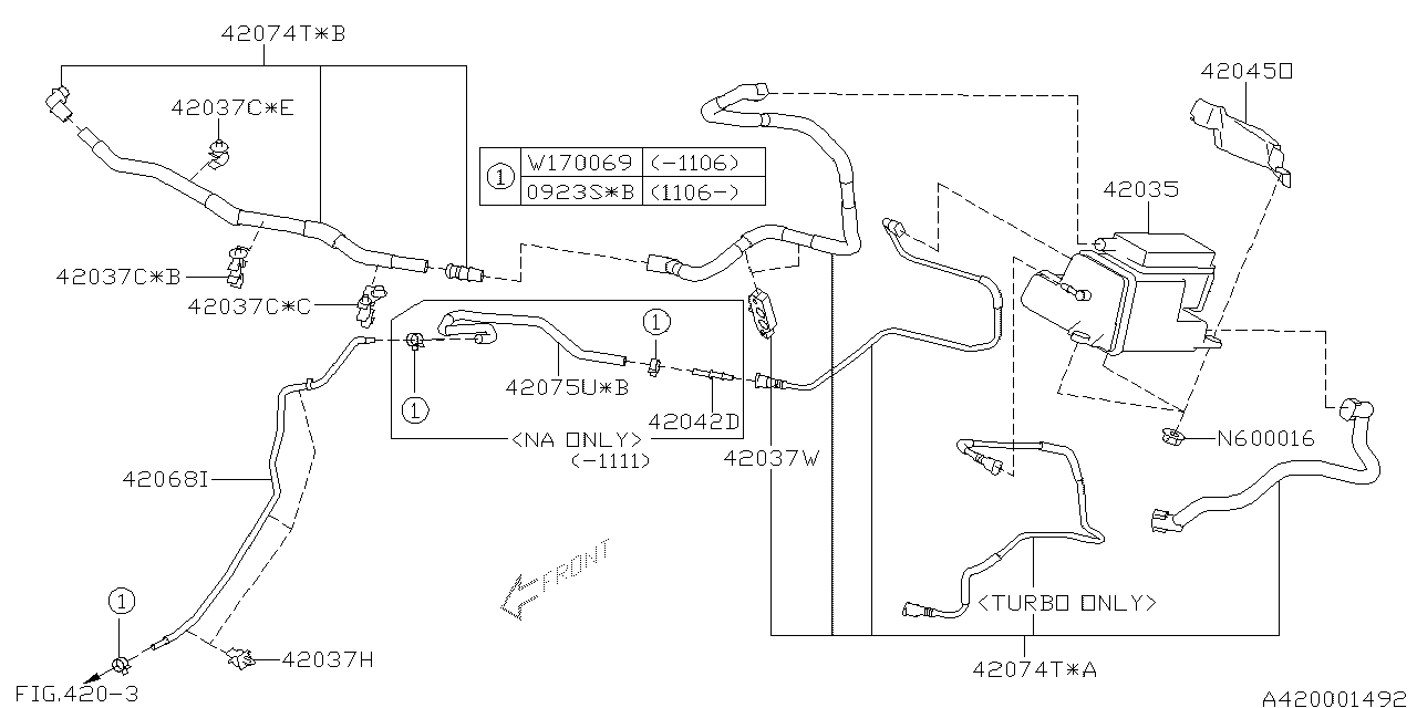 Diagram FUEL PIPING for your 1993 Subaru Impreza   