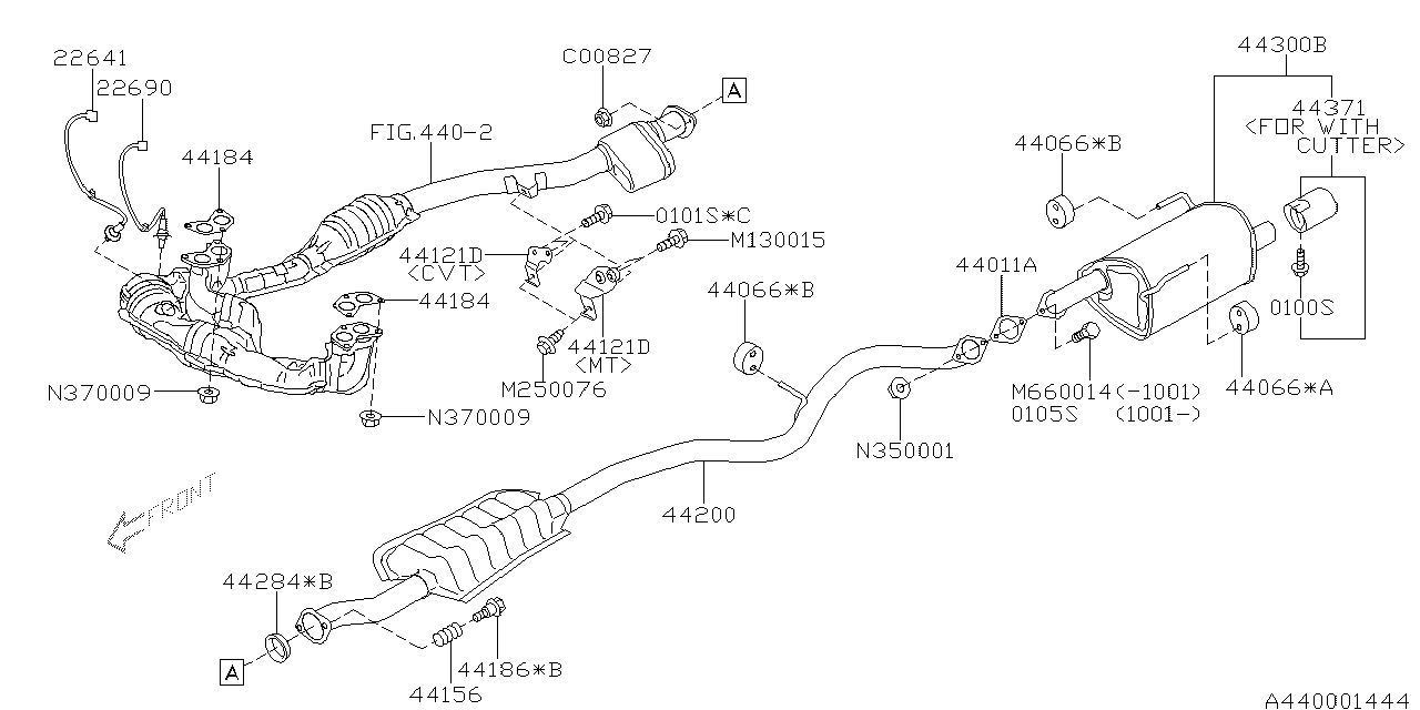 Diagram EXHAUST for your 2010 Subaru Impreza  GT Sedan 