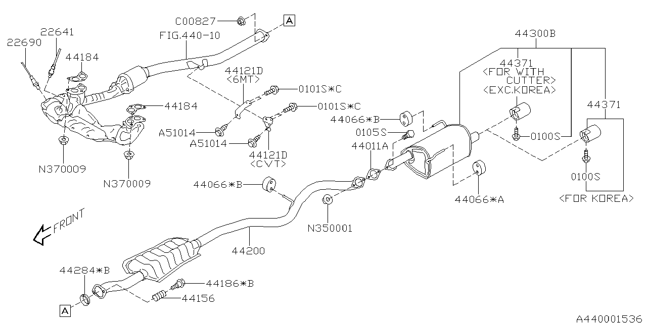 Diagram EXHAUST for your 1998 Subaru Legacy   