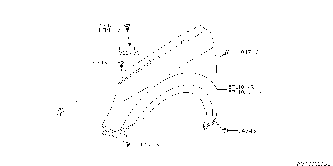 Diagram FENDER for your 2014 Subaru Legacy  Sport Sedan 