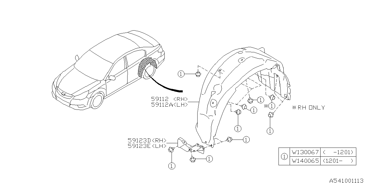 Diagram MUDGUARD for your 2011 Subaru Legacy  R Sedan 