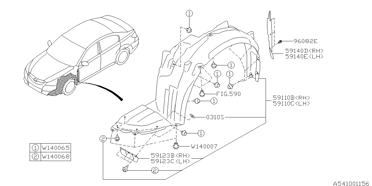 Diagram MUDGUARD for your 2015 Subaru Legacy  R Limited Sedan 