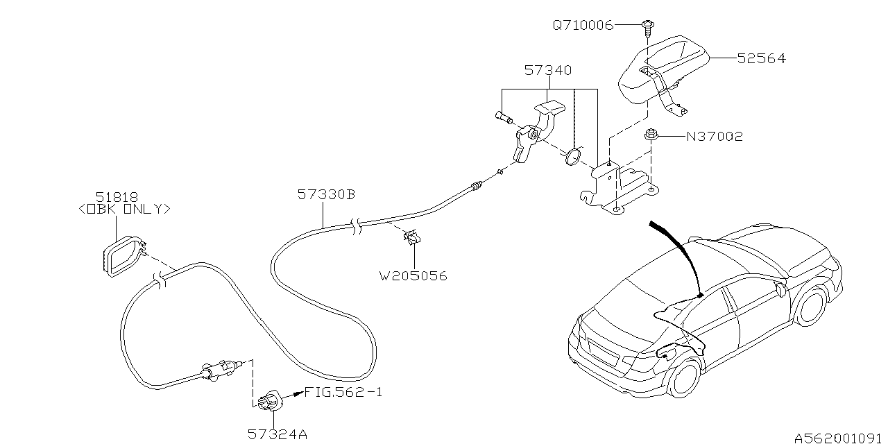 Diagram TRUNK & FUEL PARTS for your 2012 Subaru Impreza  Premium Plus Sedan 