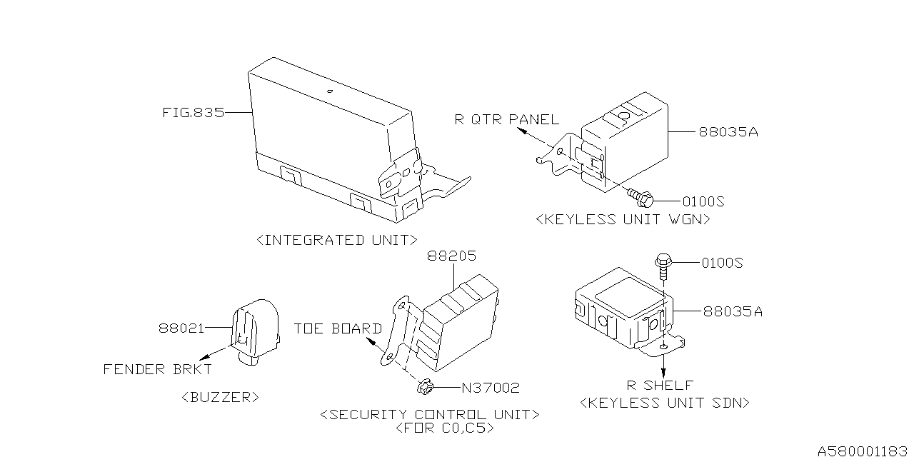 Diagram KEY KIT & KEY LOCK for your Subaru Legacy  