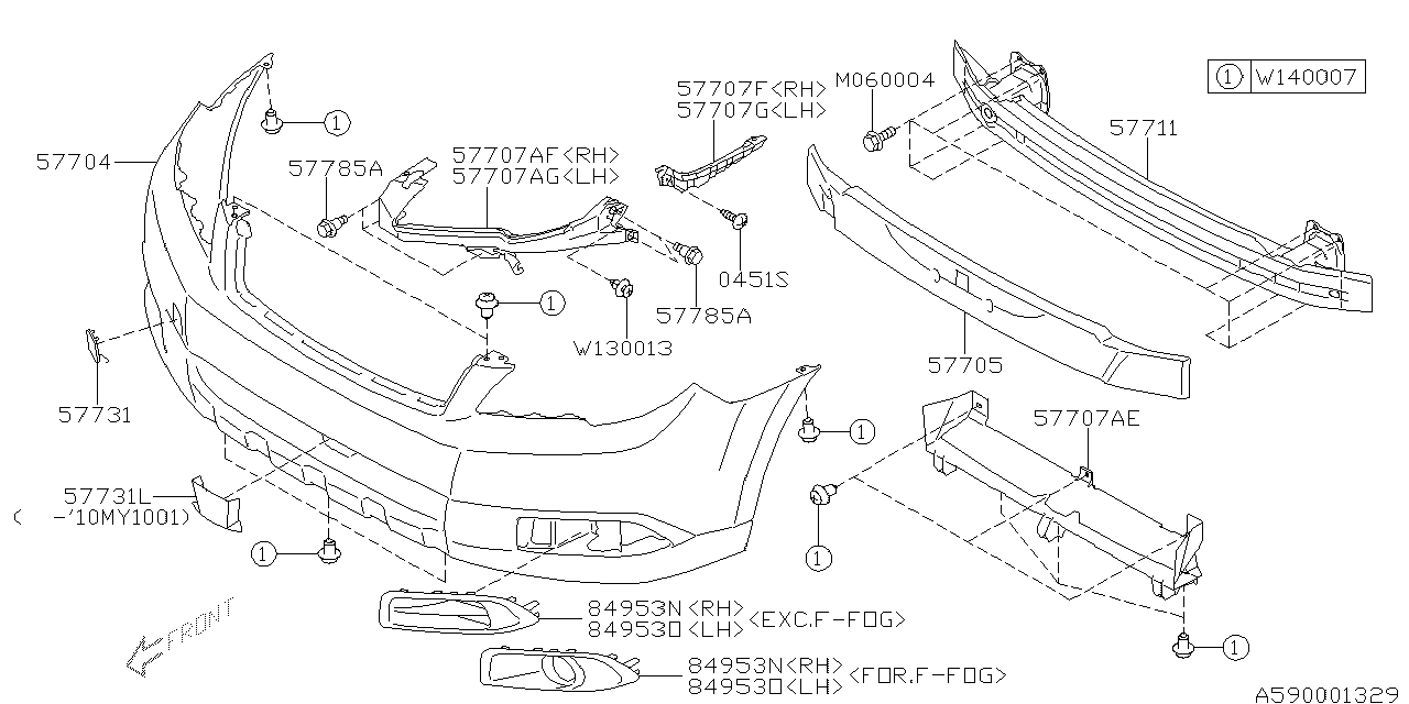 Diagram FRONT BUMPER for your Subaru Outback  