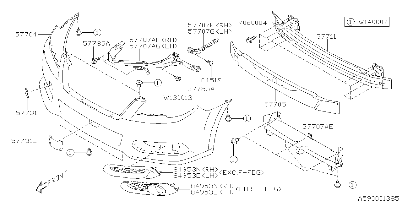 Diagram FRONT BUMPER for your 2019 Subaru Crosstrek   