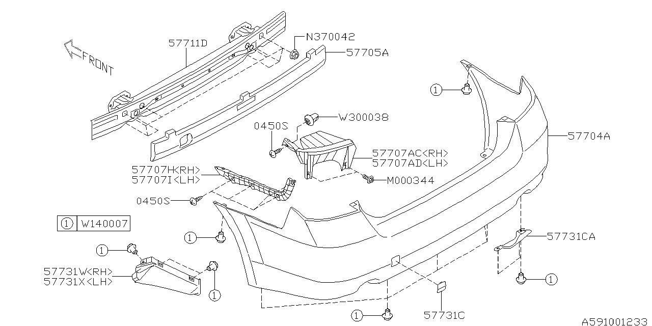 Diagram REAR BUMPER for your 2013 Subaru Legacy  R Limited w/EyeSight SEDAN 