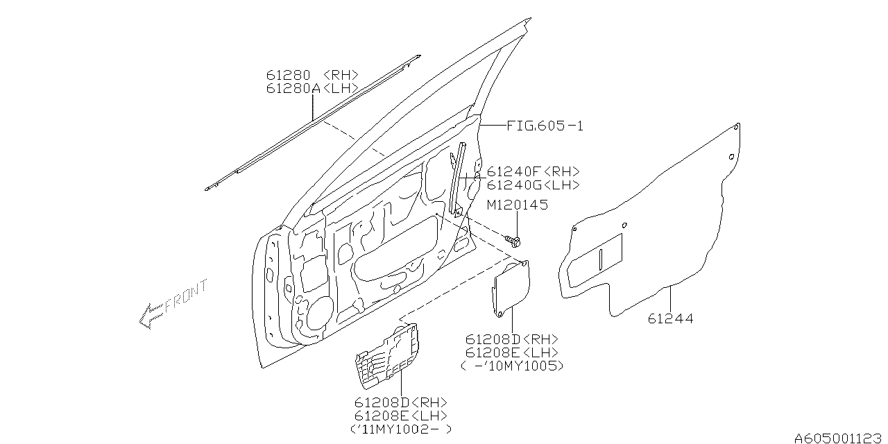 Diagram FRONT DOOR PANEL & REAR(SLIDE)DOOR PANEL for your 2005 Subaru Legacy 2.5L TURBO 5AT GT LIMITED(OBK:XT) SEDAN 