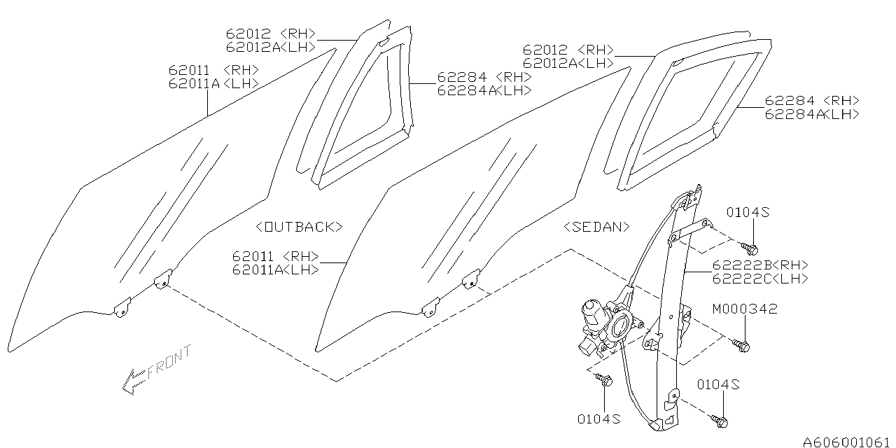 Diagram DOOR PARTS (GLASS & REGULATOR) for your Subaru