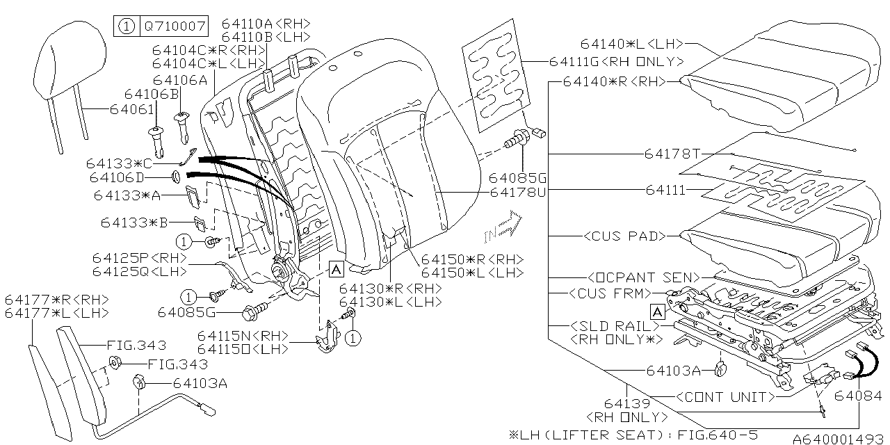 Diagram FRONT SEAT for your 2016 Subaru Crosstrek   