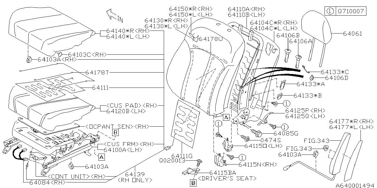 Diagram FRONT SEAT for your 2014 Subaru Legacy  Sedan 