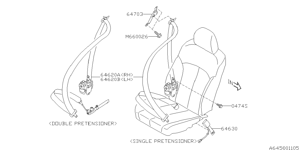 Diagram FRONT SEAT BELT for your Subaru