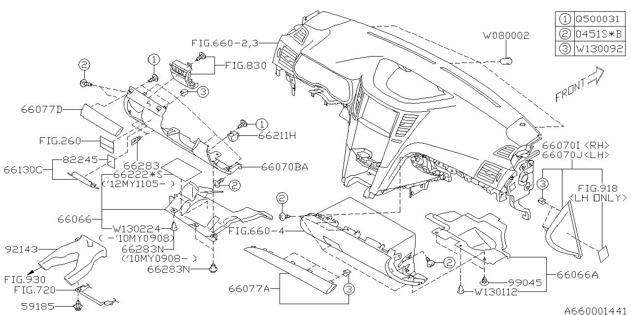 Diagram INSTRUMENT PANEL for your 2010 Subaru Legacy  GT Premium Sedan 