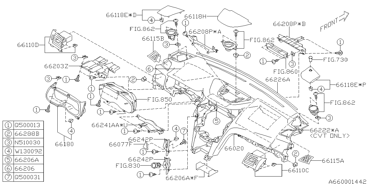 Diagram INSTRUMENT PANEL for your Subaru Legacy  