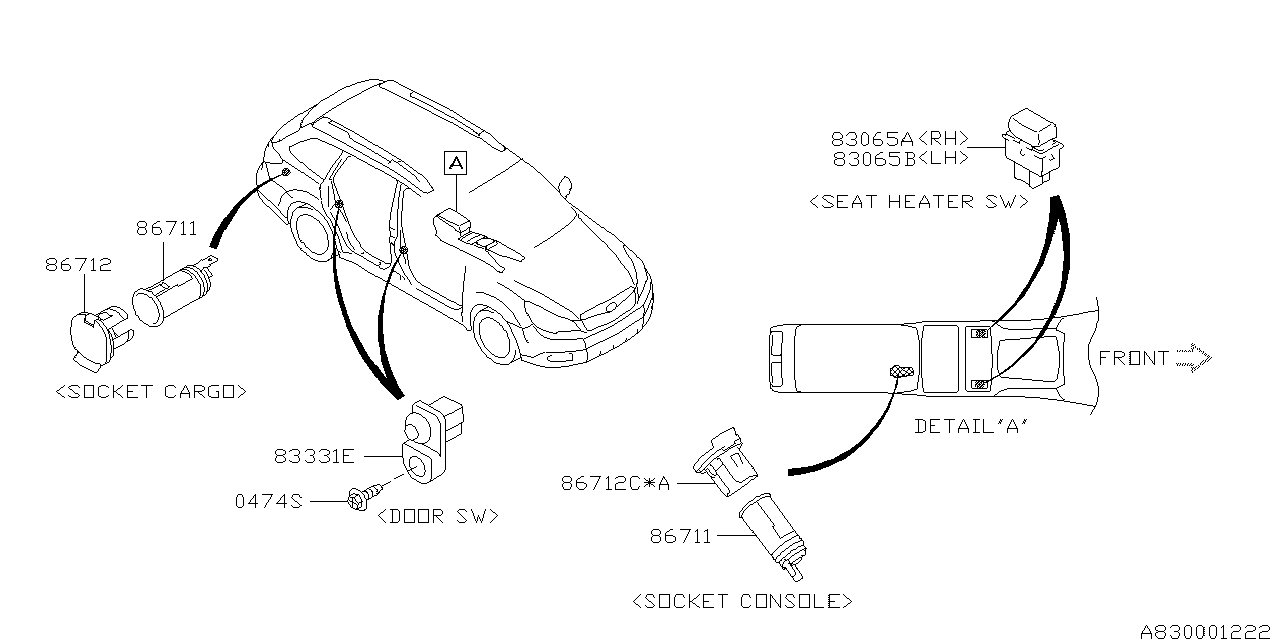 Diagram SWITCH (INSTRUMENTPANEL) for your 2012 Subaru Legacy  R Premium Sedan 